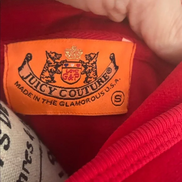 Juicy Couture Red Velour Zip Hoodie Jacket - Picture 2 of 5
